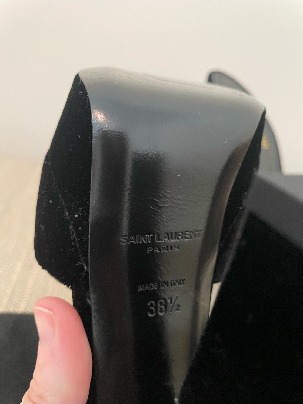 Saint Laurent Debbie Velvet Platform Slide Sandal - Picture 4 of 4